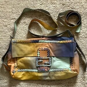 AUTHENTIC FENDI JUMBO PASTEL OMBRÉ LEATHER JUMBO 2-WAY WHIPSTITCH BAGUETTE BAG!!